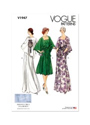 1947 VOGUE RETRO 1976 EVENING LOOSE SLEEVELESS TENT DRESS LENGTHS, BELT, CAPE PATTERN 8-16 or  18-26 NEW choice